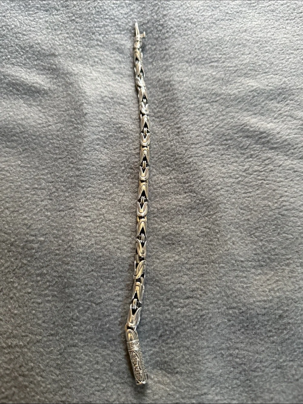 Sterling Silver Link Bracelet - Black Accents